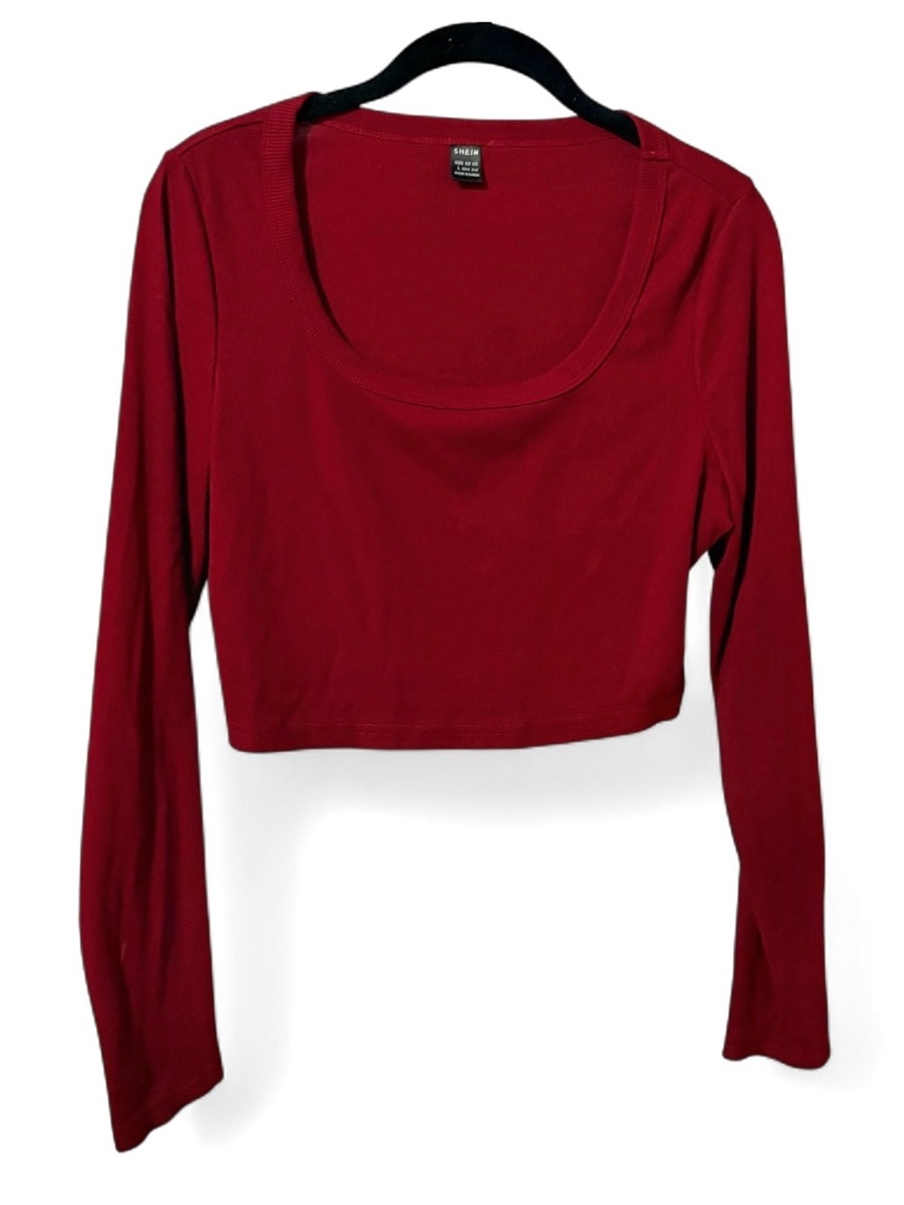 3/$12 SHEIN Burgundy Ribbed Long Sleeve Crop Top Medium